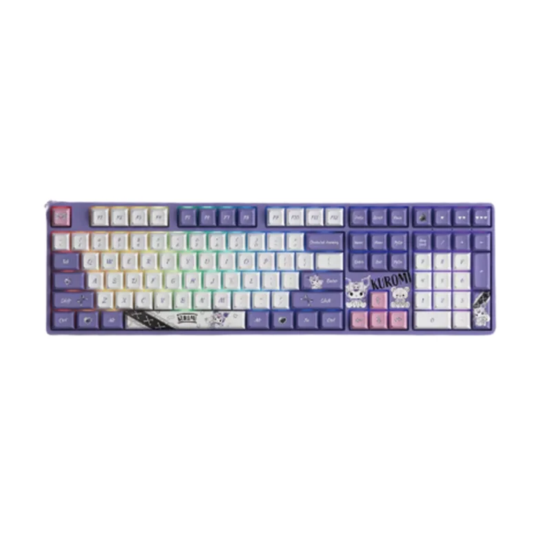 108 Keys Sanrio Kuromi Bluetooth Wireless Keyboard Three Mode RGB