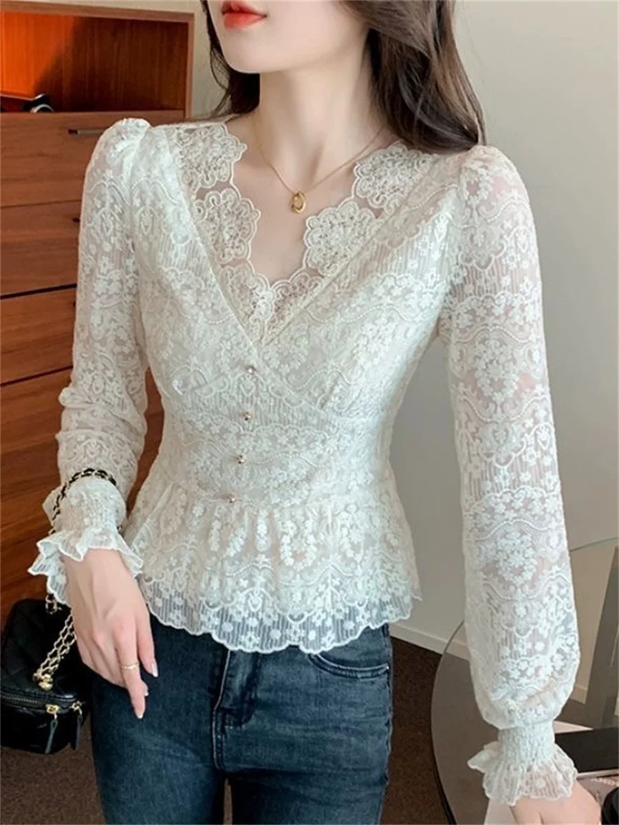 Women's Autumn/Winter Lace Brushed Fleece Inner Top A65 main image 0