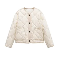 ETJ 2025  Spring new women's vintage crewneck quilted cotton-padded loose version of quilted casual jacket - Image 6