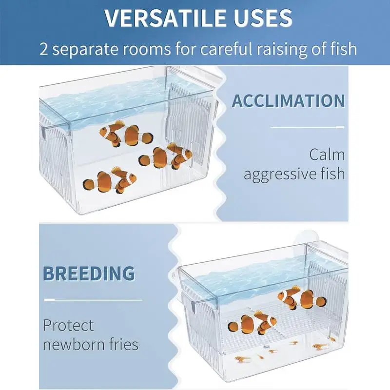 fish Breeding Box Acrylic Hatchery Incubator Fish Tank Divider Aquarium Breeder Box Hanging Fish Tank Breeder Isolation