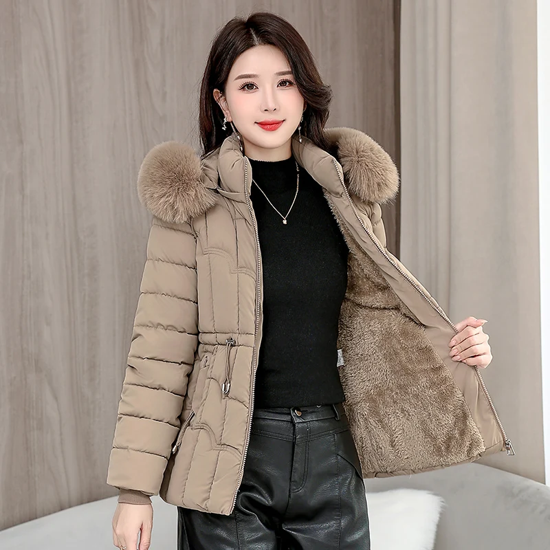 Winter 2024 New Down Jacket Women Parkas Fashion High-Quality Warm Cotton Padded Coat Ladies Short Overcoat Hooded Overwear Tops 6