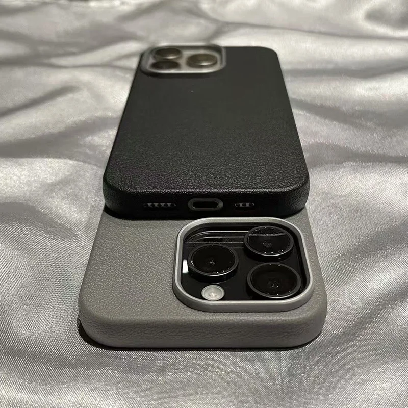 Matte Litchi Texture Leather Soft Shockproof Silicone Case