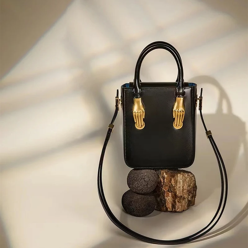 High Quality Women's Handbags Minority Designer Brand Ladies Luxury Tote Bag Fashion Shoulder Crossbody Purse Black Gold Box Bag