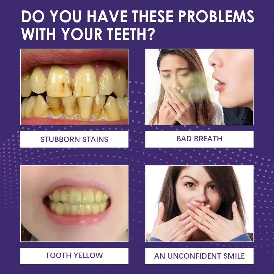 Teeth Whitening Purple Toothpaste Remove Teeth Breath Whitening Brightening Essence Corrector Color Care Oral Stain Free teeth whitening essence teeth whitening product teeth health product