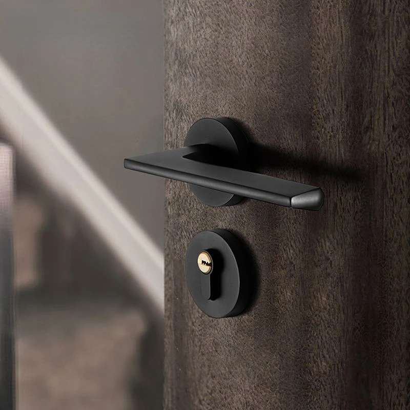 

Современный минималистичный дверной замок, Раздельный Магнитный бесшумный дверной замок для спальни, черный замок с ручкой из массива дерева