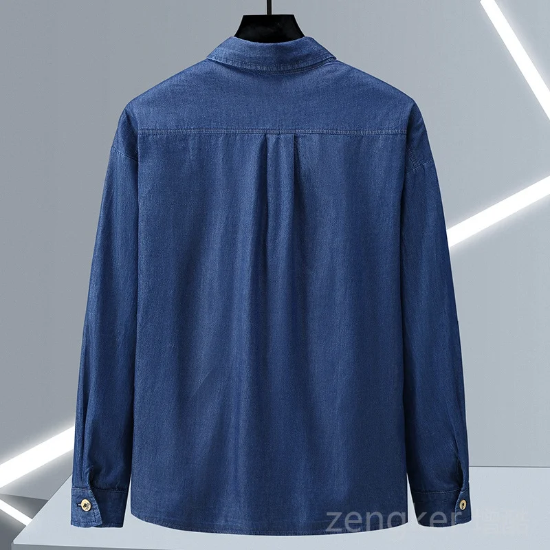 Denim shirt,long sleeved shirt Big size denim cotton long-sleeved man spring autumn leisure 10XL 9XL 8XL