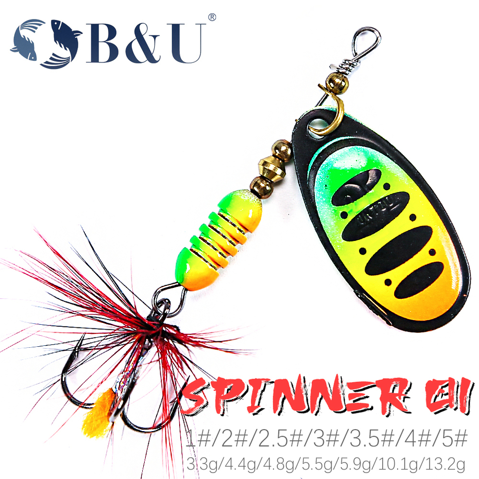 B&u Spinner Lure Spoon Bait 1# 2# 2.5# 3# 3.5# 4# 5# Spoon Lures Pike Metal With Treble Hooks Arttificial Bass Bait Fishing Lure - Fishing Lures