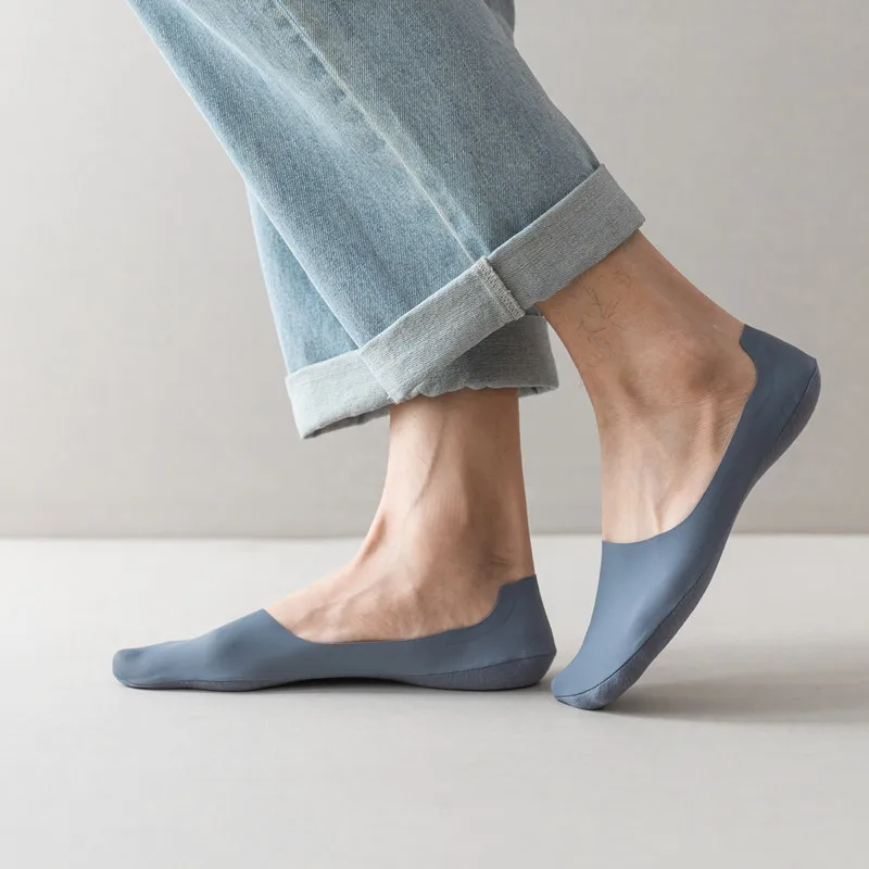 10 Pairs Men's Cotton Breathable Summer Ultra-thin Ice Silk Sock Silicone Non-slip Bottom Absorb Sweat