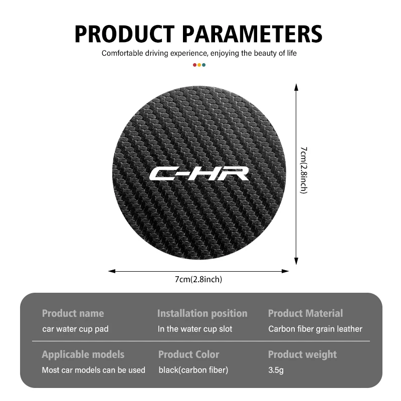 Car Coasters Water Cup Non-Slip Mat 2Pcs For Toyota C-HR CHR Fortuner cup holder coasters car coaster pads