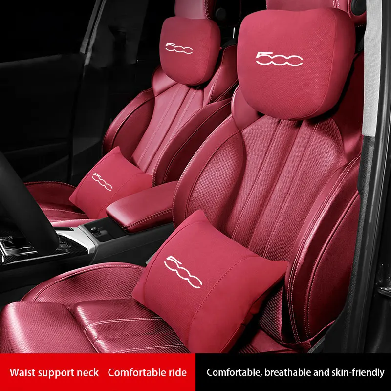 AdjustableCarSuedeNeckPillowHeadrestWaistSeatSupportForfiat