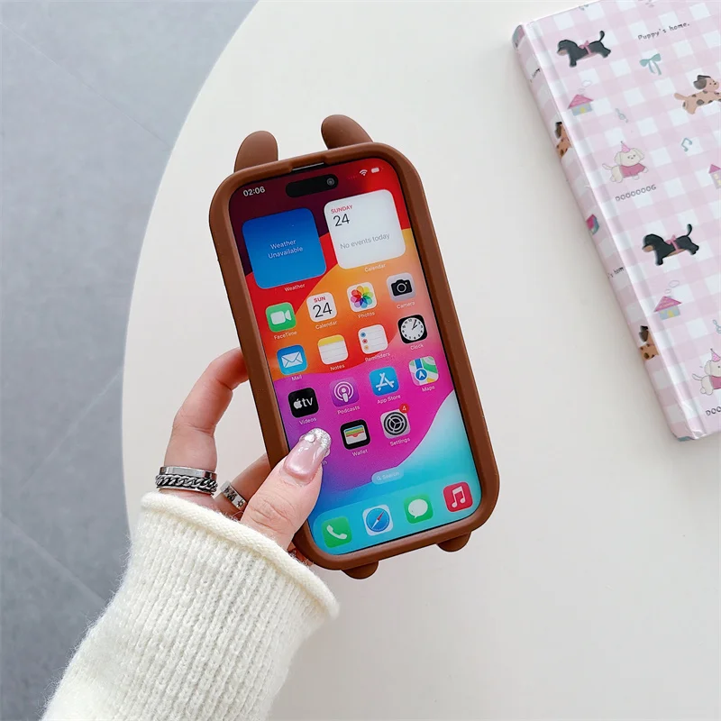 3D Cute Bear Cartoon Shockproof Soft Silicone Phone Case