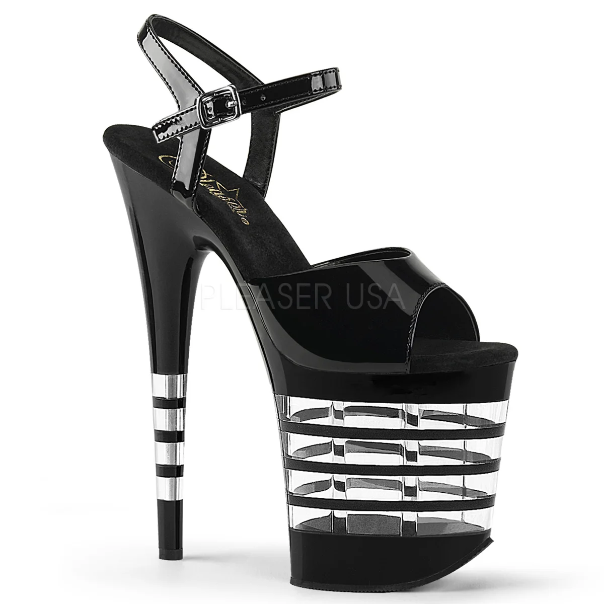 

fashion stage catwalk high heels, lacquered platform striped decorative sandals, sexy 20cm heels dance shoes