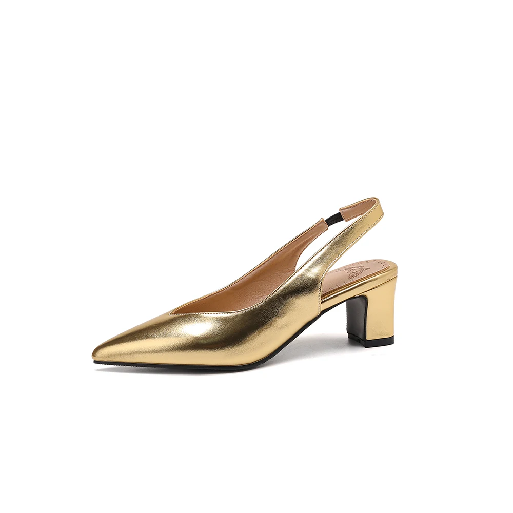 Summer New Sweet Gold Silver Women Slingback Pumps Pointed Toe High Heels Lady Shoes Plus Small Big Size 12 32 43 46 48
