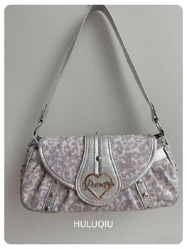 Y2k Leopard Shoulder Bag Women Vintage Korean Fashion Trend Crossbody Bags Harajuku Streetwear Aesthetic Youth Bag 1