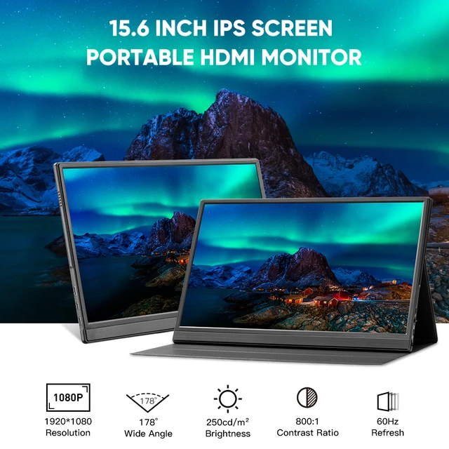 Arzopa 15.6'' Portable Monitor FHD 1080P IPS USB-C Mini-HDMI External  Second Screen for Mac Laptop PC Android Switch Xbox PS4/5 - AliExpress