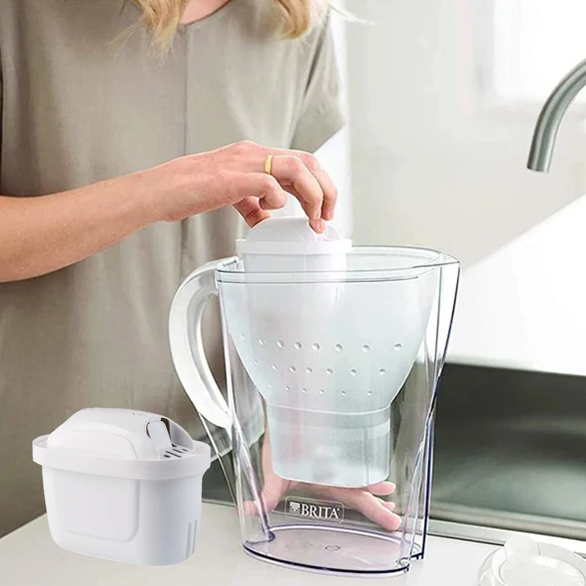 Cartouche filtrante eau Brita compatible - Lot 2/6/12 - Réduit chlore, plomb, calcaire