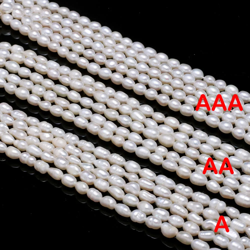 

Natural Freshwater Pearl Beads A AA AAA Rice Shape White Pearls for Necklace Bracelet Accessories Jewelry Making DIY Size 4-5mm