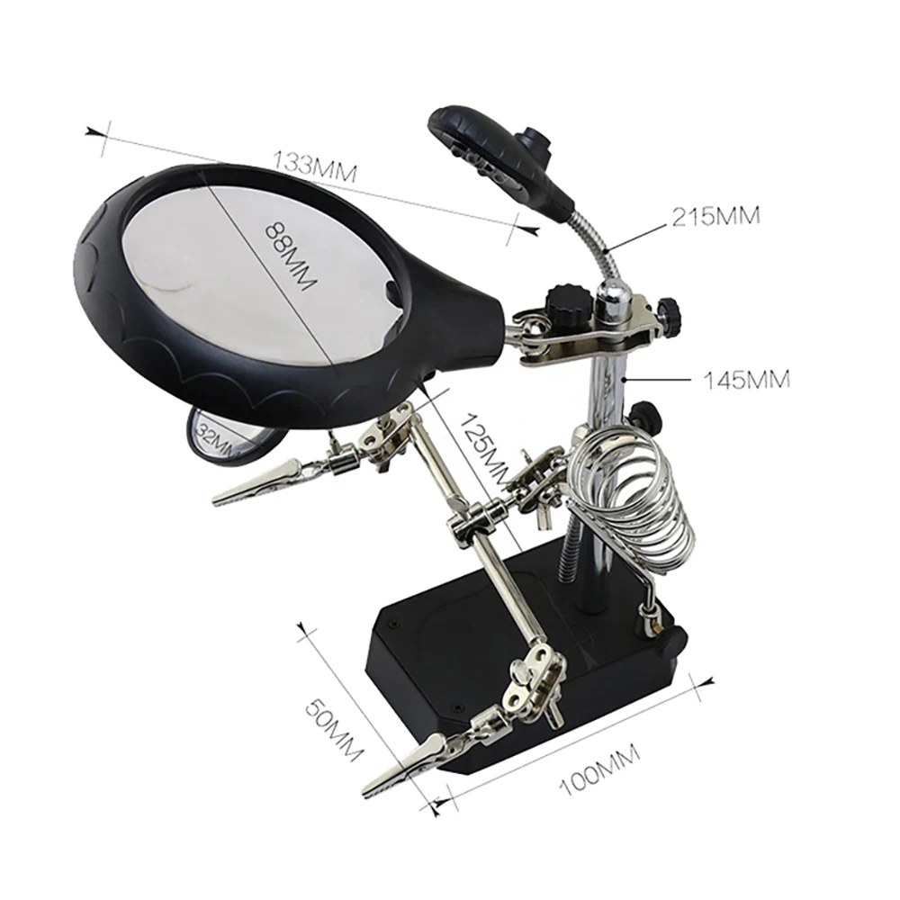 Magnifying Glass With Professional Led Light Electronic Welding Magnifier for Soldering Works Third Hand for Soldering Repair Magnifying Glass Lamp Soldering Magnifier Soldering Repair Magnifier