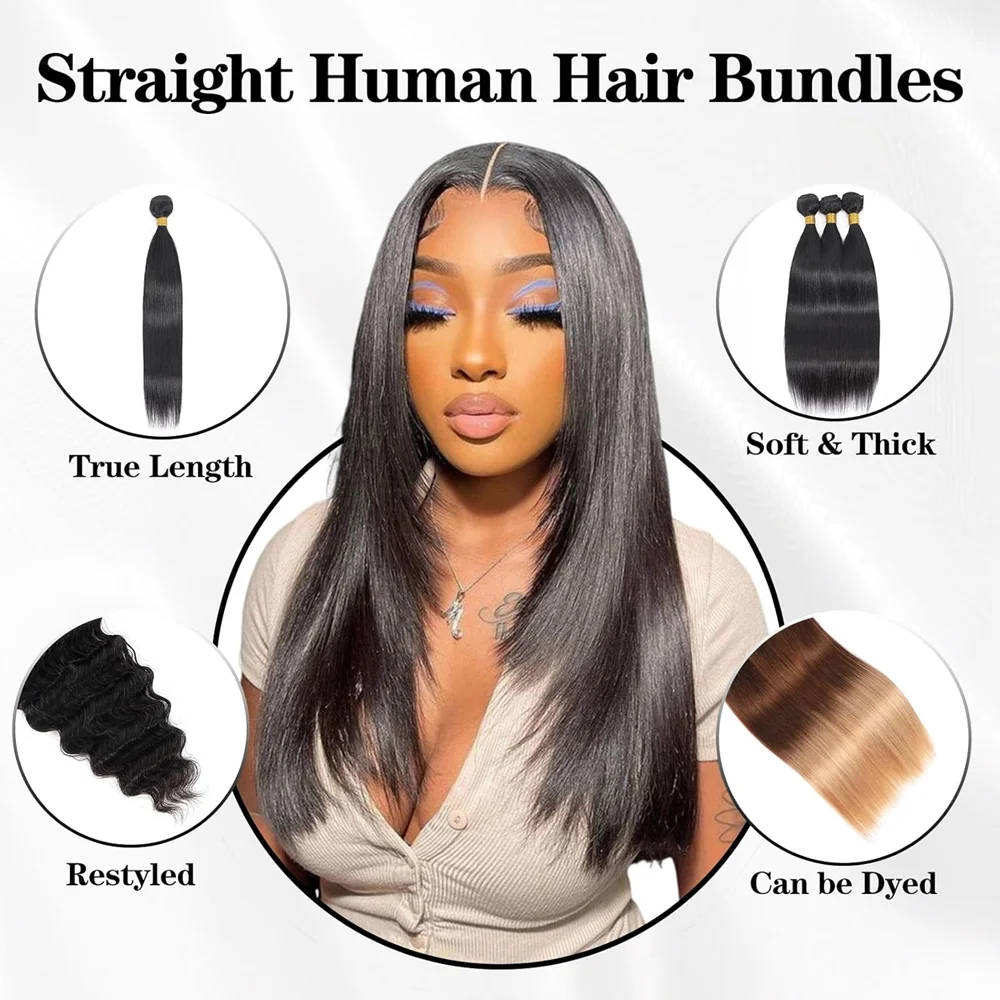 10A Brazilian Bundles Human Hair 100% Unprocessed Virgin Remy Hair Natural Black Bundles Weave Hair Extensions for Black Women