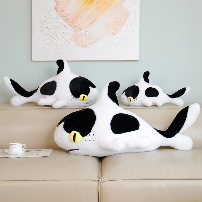 Sharkitty Plush Dolls Shark & Cat Combine Stuffed Animal Toys Cow Shark Sleeping Pillow Cushion for Kids Birthday Gifts