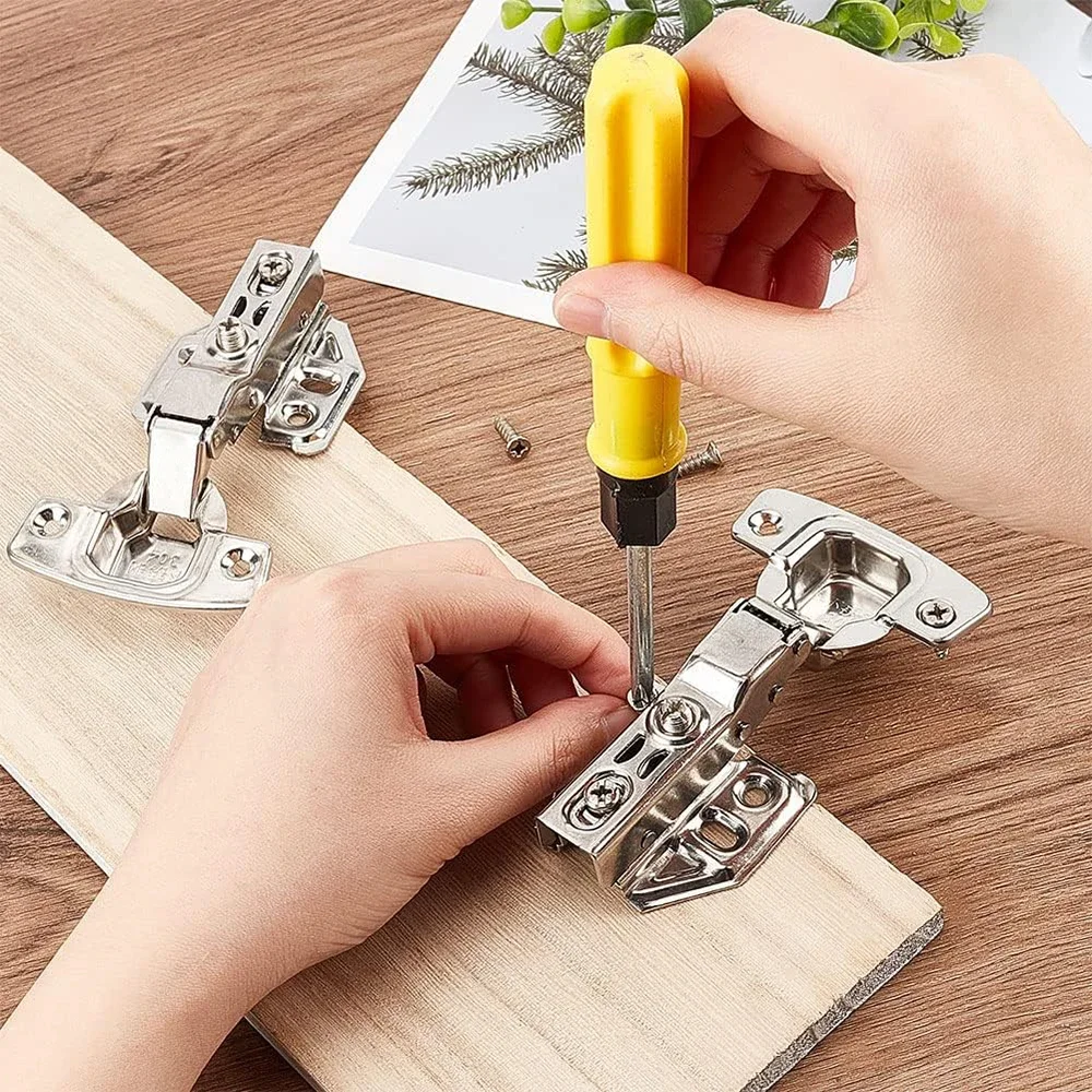 2/10 Pcs Stainless Steel Cabinet Door Hinges Hydraulic Damper Soft Close Quiet Wardrobe Door Concealed Hinges with Screws stainless steel door hinges furniture hinge cabinet door hinges cabinet hinges