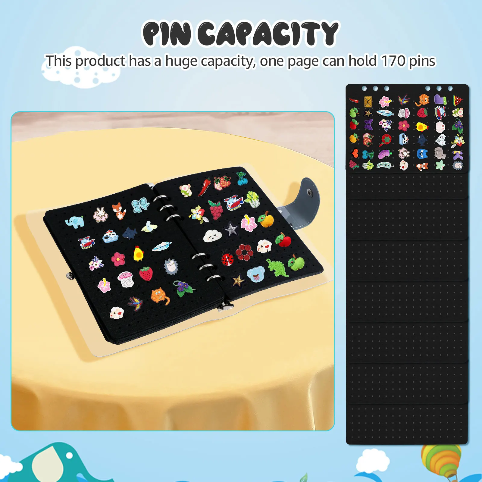 Enamel Pin Collector Album Display Book with Clear PVC Cover 8 Pages Pin Book Portable Organizer Badge Holder Collection storage clip