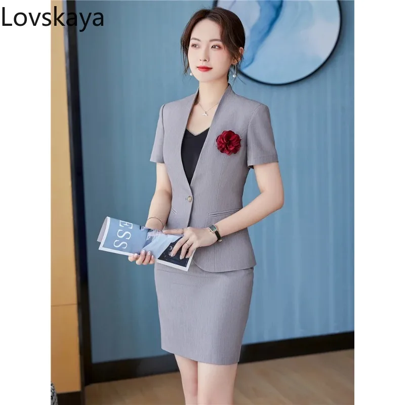 

Women's formal blazers suits with tops and skirt office workwear professional styles 2-piece sets