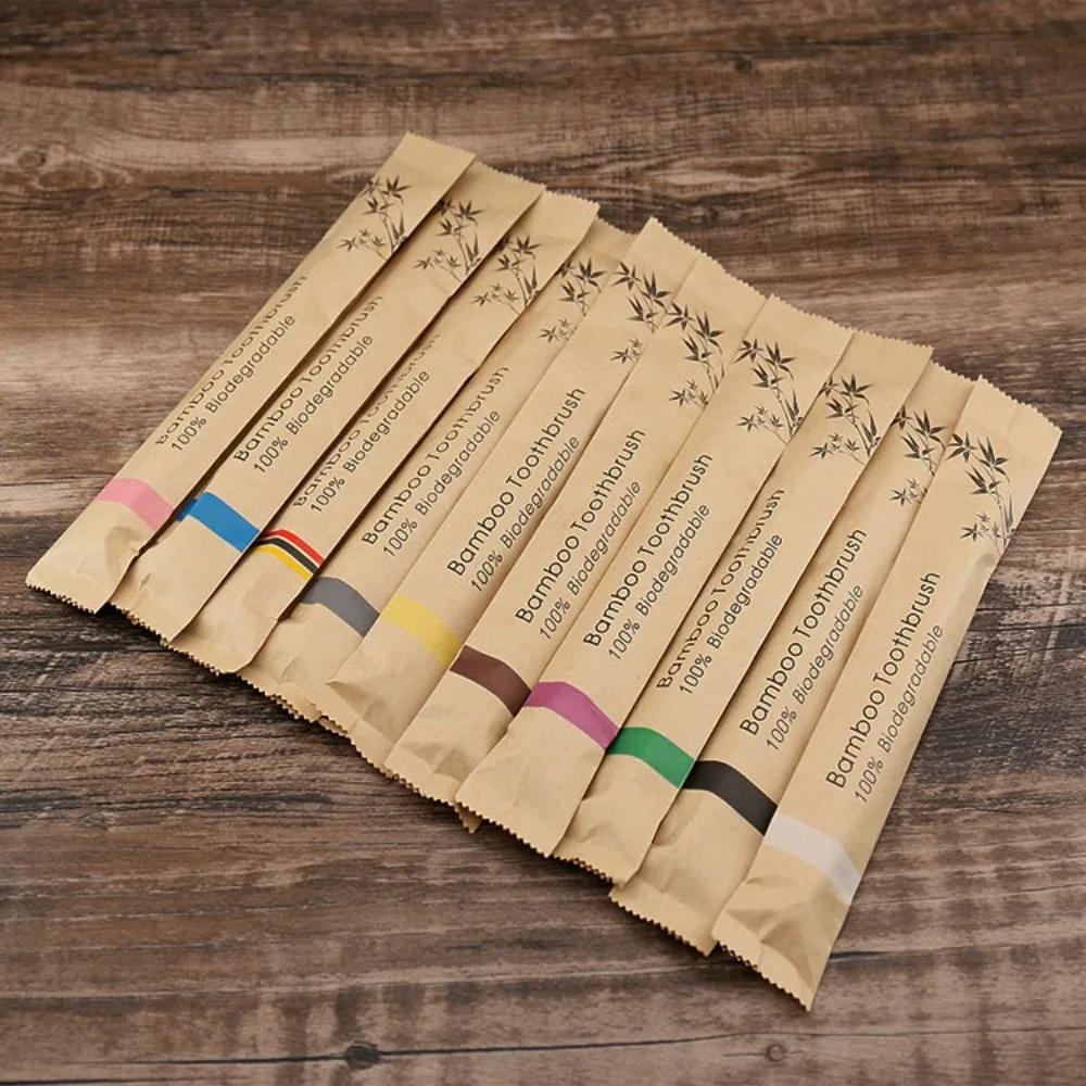 10-Pack Eco-Friendly Bamboo Toothbrushes with Soft Bristles for Adults - Ideal for Home, Travel, and Hotel Use