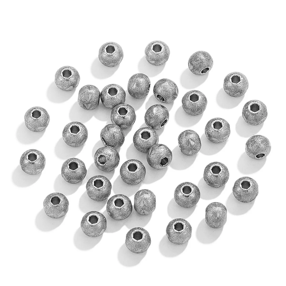 Stainless Steel Sanding Beads Handmade Bracelet Spacer Waterproof Bead Jewelry Accessories 8