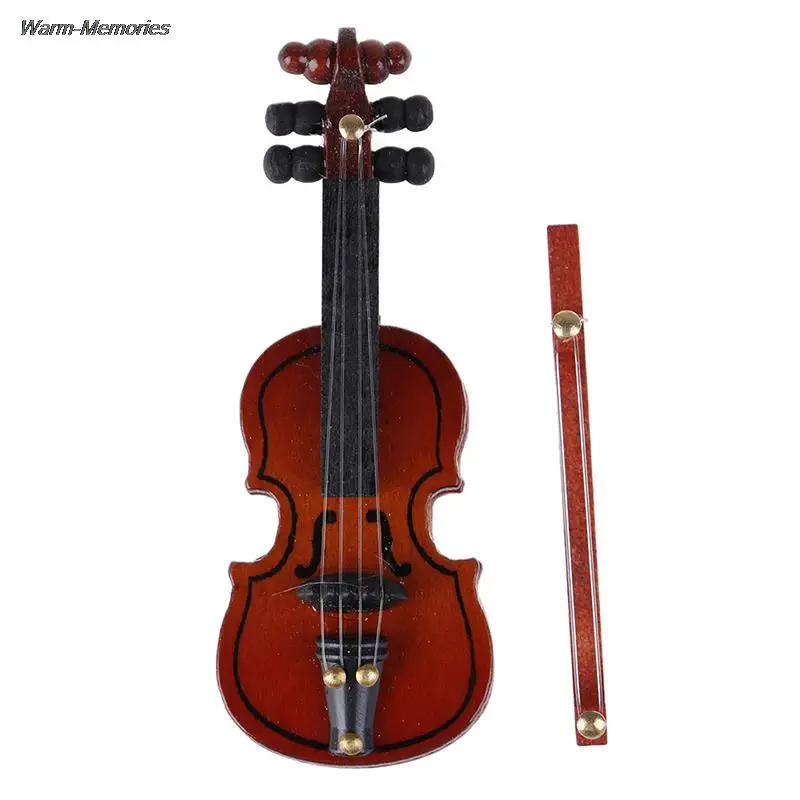 1Pcs Music Instrument Diy 1/12 Dolls House Wooden Violin Plastic Mini Violin Dollhouse Crafts Dollhouse Accessories
