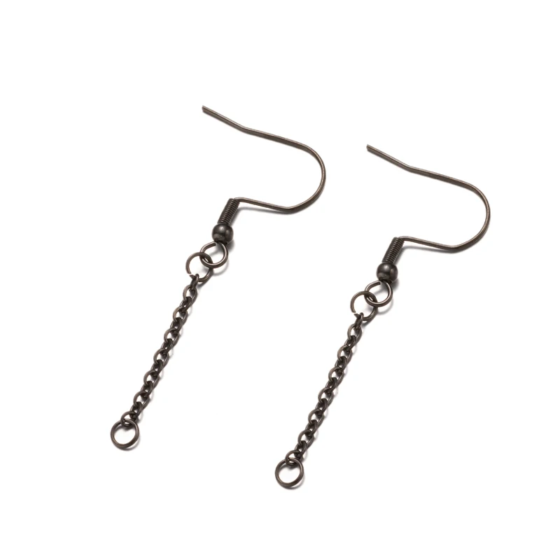 10 stücke Edelstahl Ohrring Haken hypo allergene Ohr drähte mit Extender Ketten für DIY baumeln Pendanr Schmuck machen Ergebnisse – Detail 5