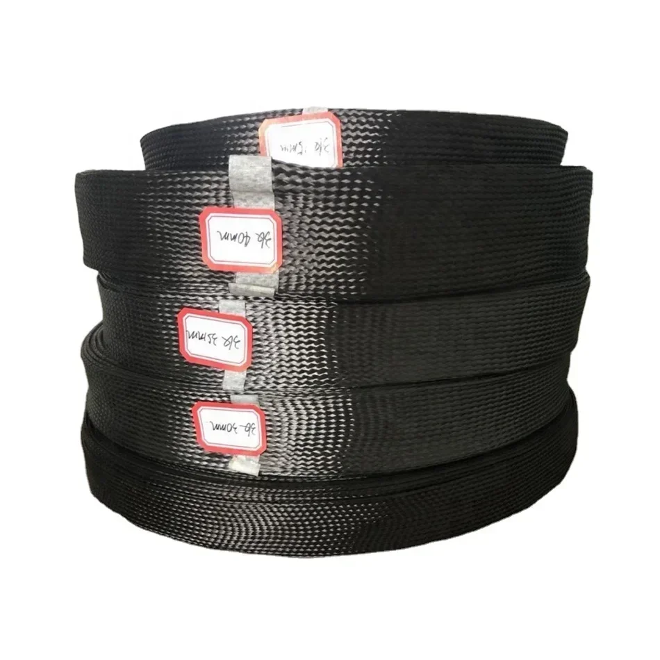 Carbon Fiber Sleeve braided heat resistant Split wire loom Braided mesh cable colors sleeves pet expendable braided cable sleeve