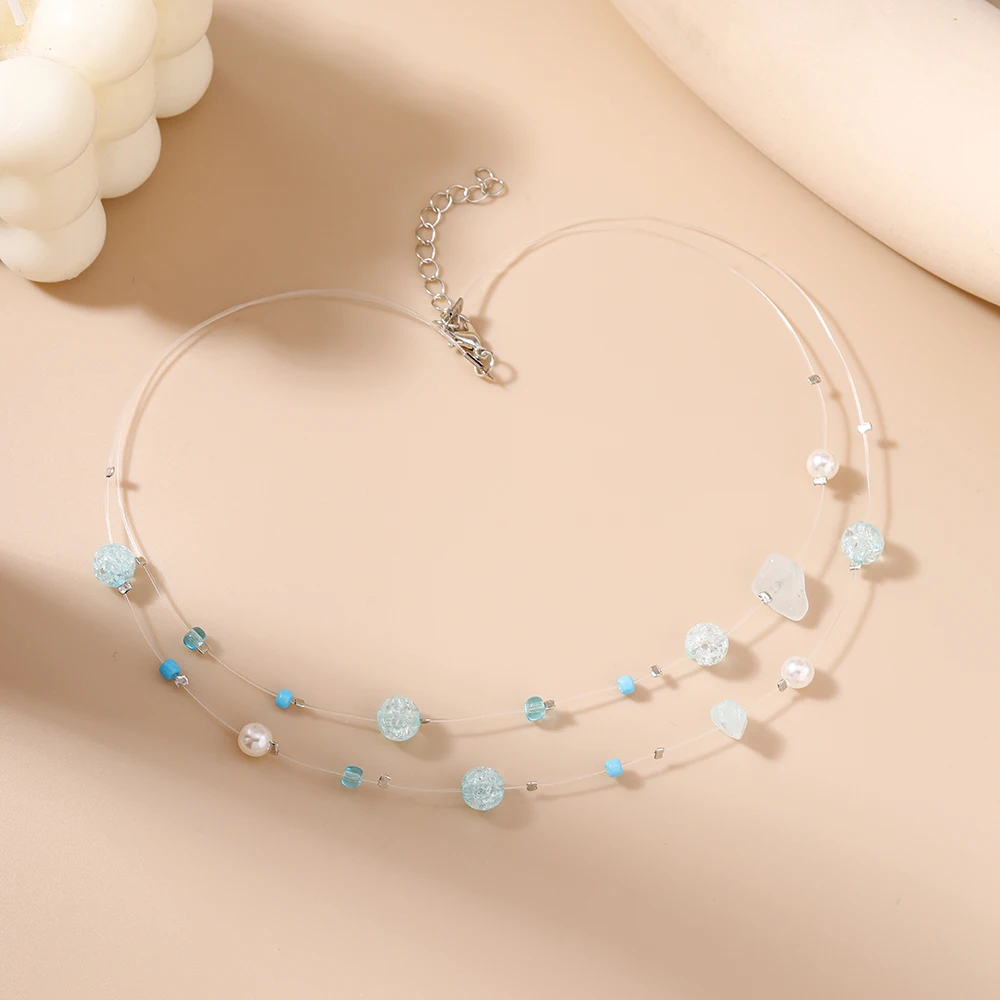 Aihua Koreanische Unsichtbare Fisch Linie Perlen Halskette Für Frauen Mädchen Ins Halsketten Süße Nette Schlüsselbein Ketten Halsband Schmuck Geschenke – Detail 8