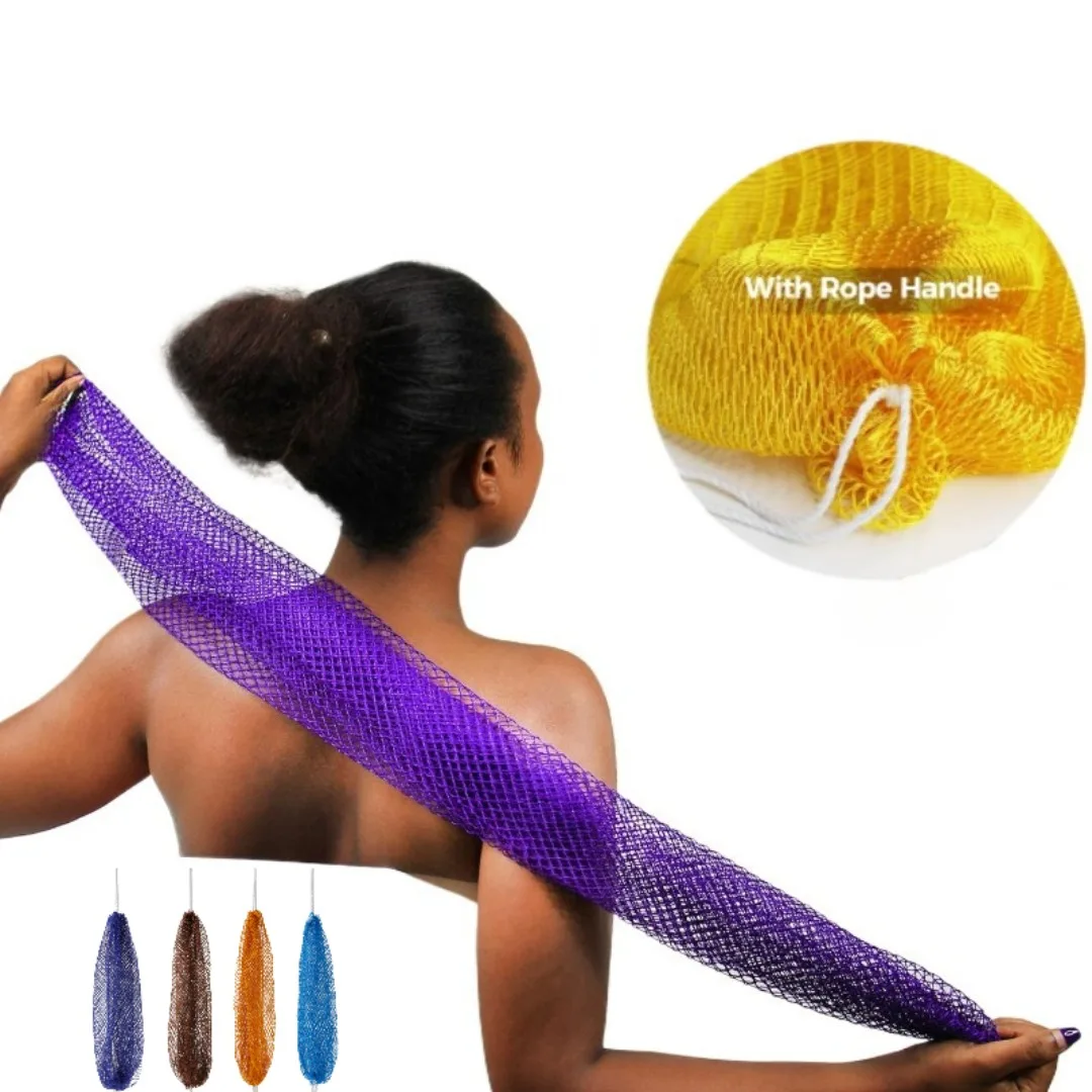 1PC Exfoliating African Net Bath Sponge Washcloth with Rope Long Shower Bath Net Body Scrubber for Smooth Skin Bathing Tools HOT