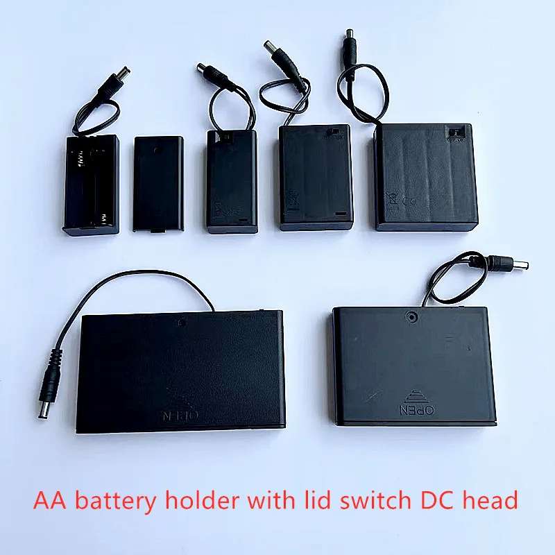 Scatola Batteria Aa 1/2 Pezzi 2/3/4/6/8 X Portabatteria Con Interruttore Di Copertura Cavo Spina Cc 5.5-2.1 Vano Batteria