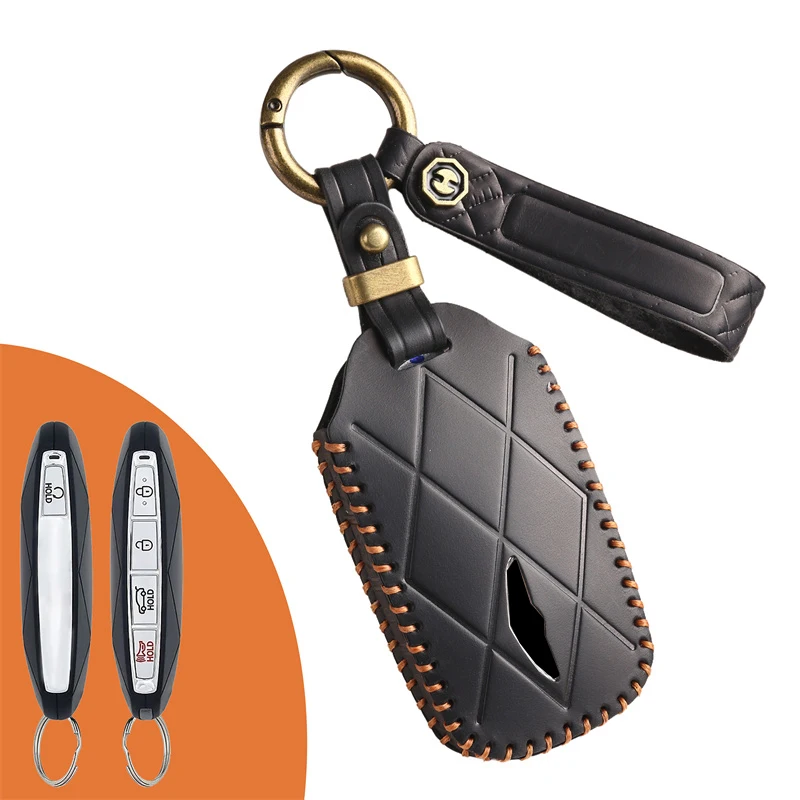 New Leather Car Key Cover Smart Remote Fobs Case Auto Accessory For Hyundai Genesis G80 2025 G70 G90 G90RS4 GV60 GV80