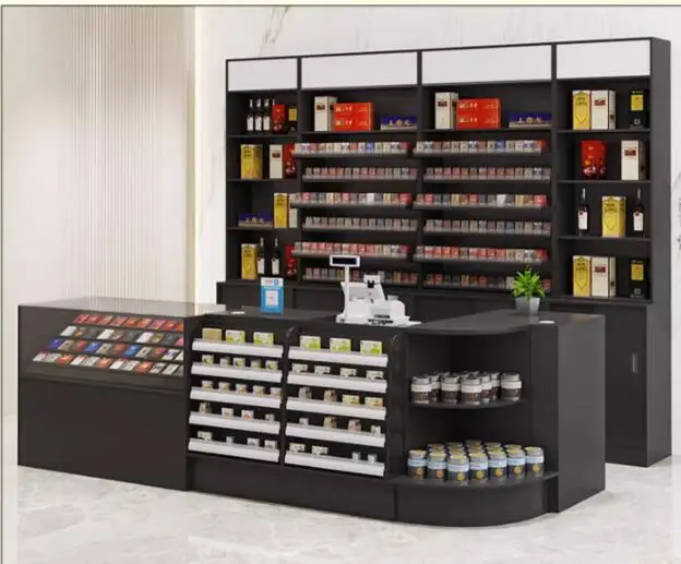 Supermarket cashier tobacco and liquor cabinet combination corner rock plate convenience store tobacco counter cabinet