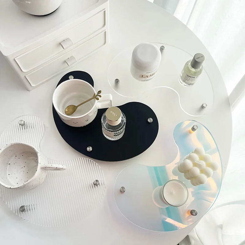 

Bathroom Countertop Acrylic Perfume Tray Organizer,Vanity Cosmetic Jewelry Tray Dresser Makeup Plate Guest Hand Towel Storage