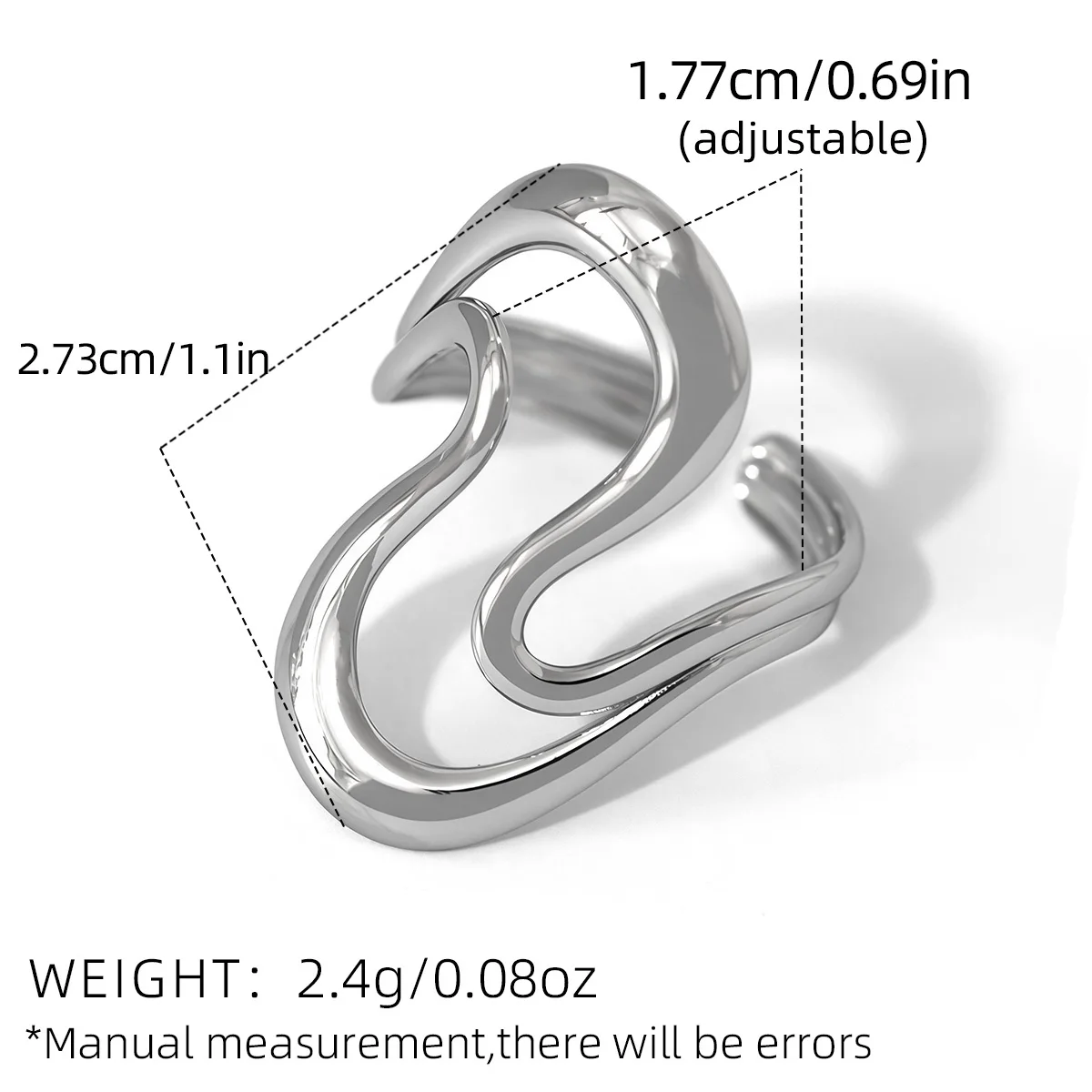 Modische geometrische offene Ringe aus Edelstahl für Damen, gestapelte unregelmäßige Ringe, Damen-Accessoires, Party- und Festival-Accessoires – Detail 3