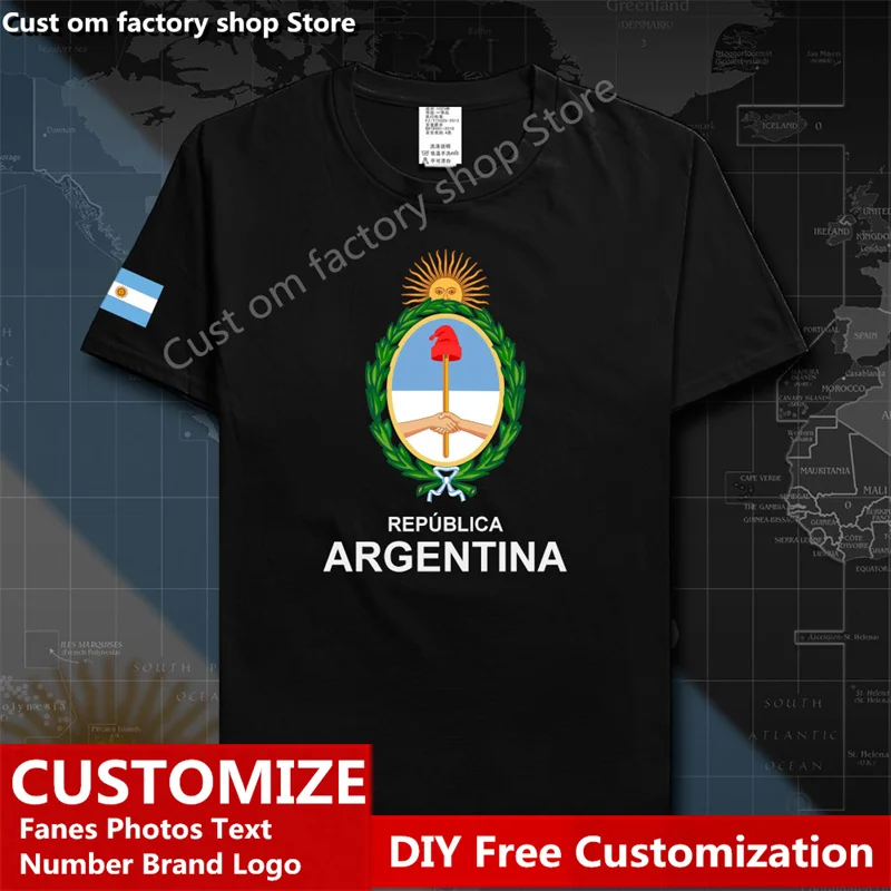 Maglietta In Cotone Argentina Ventagli In Jersey Personalizzati Nome Fai Da Te Numero Logo Tshirt High Street Fashion Hip Hop T-Shirt Casual Allentata