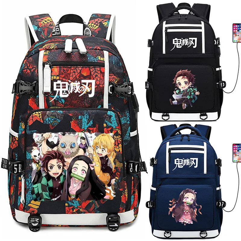 

Demon Slayer Anime Bags USB Charging Backpack Tanjirou Students School Bags Mochila Feminina Fashion Casual Travel Notebook Bag