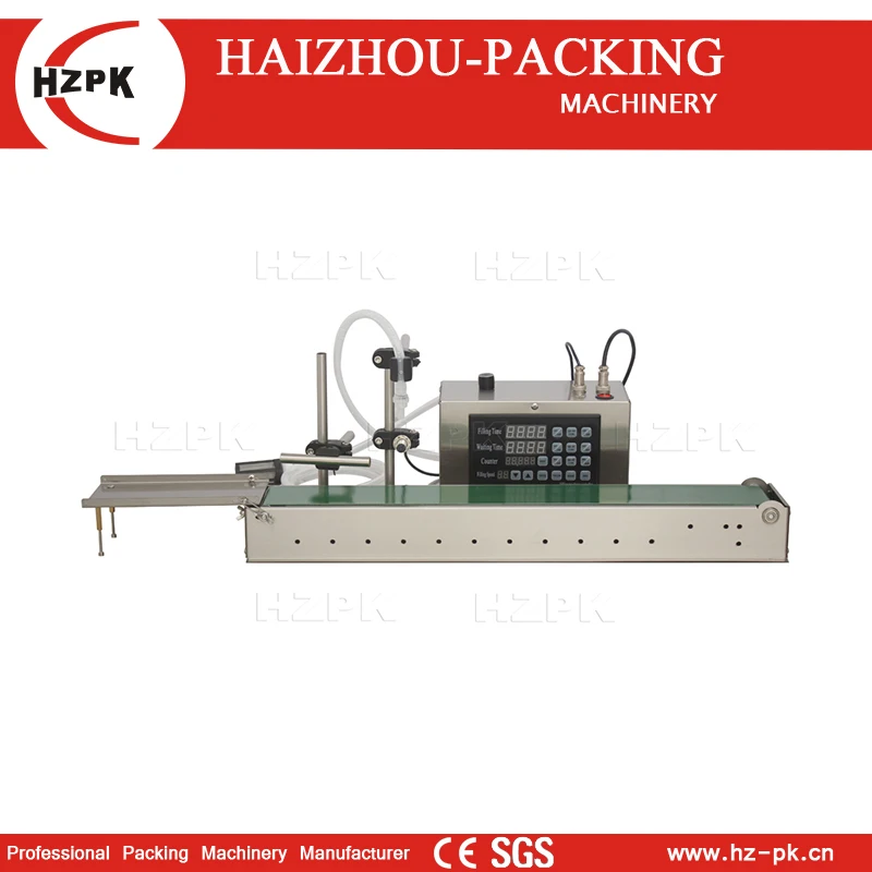 HZPK Table Top Digital Control Electric Small Volume Plastic Bottle Water Cosmetic Liquid Oil Filling Machine With Conveyor Auto 6