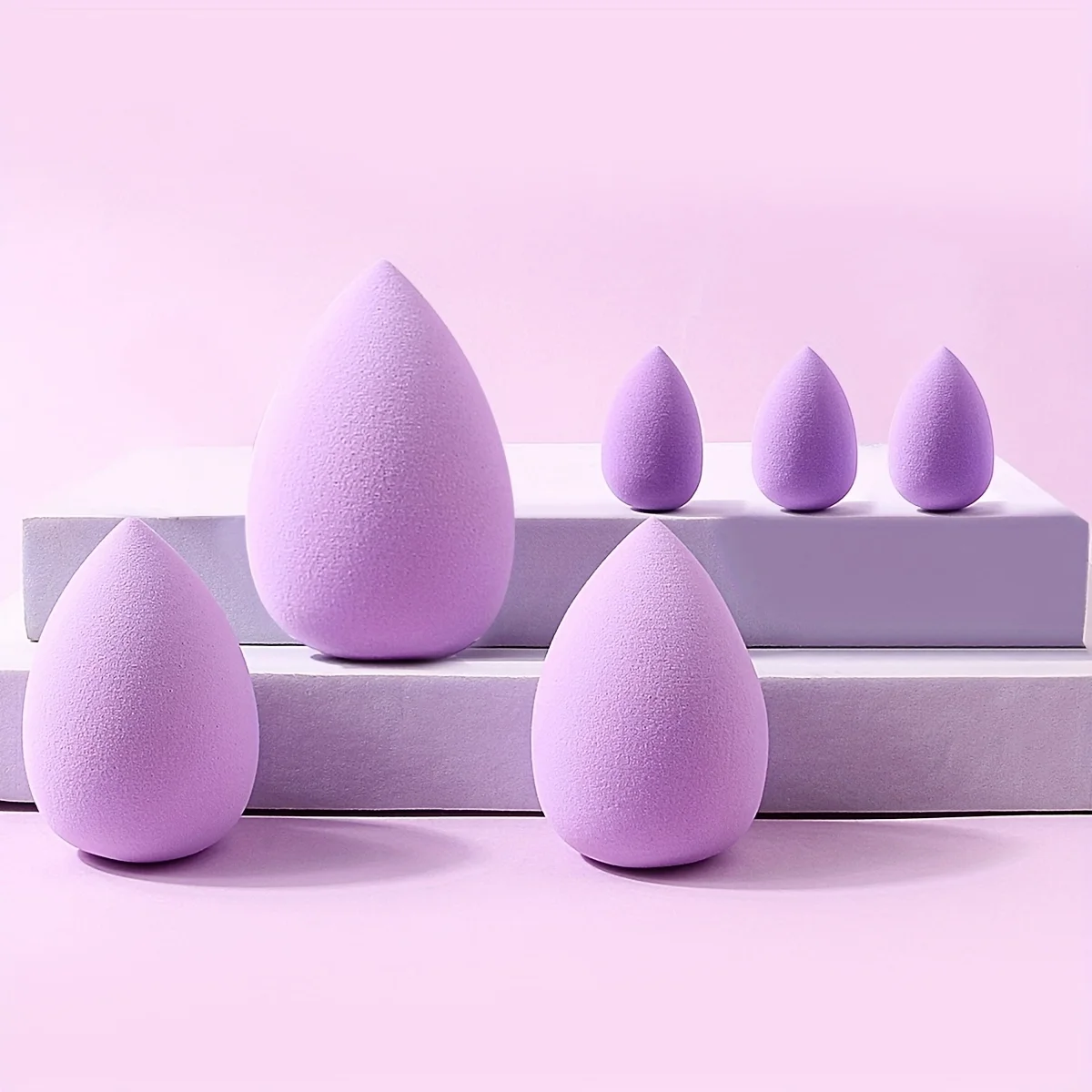 3Pcs Purple Hydrophilic Sponge Set -Latex-Free Non-Absorbent Blenders for Foundation/Concealer/Powder|Triangle & Mini Travel Kit