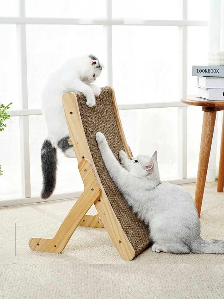 Multi-Functional Cat Scratcher with Wooden Frame and Detachable Bed