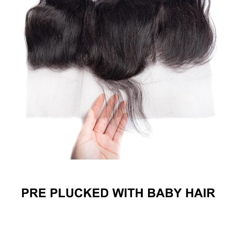 13x6 Lace Frontal Body Wave Human Hair Brazilian Remy 100% Human Hair For Woman Transparent Lace Pre Plucked Hairline Baby