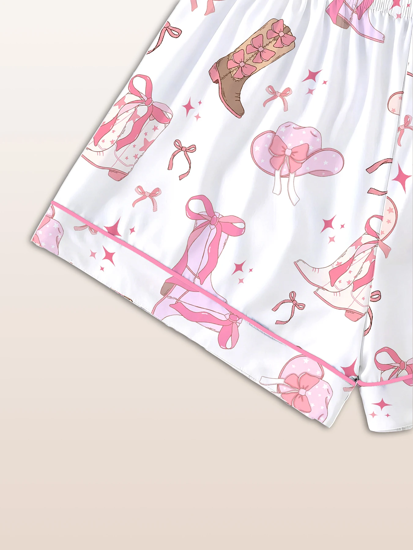 Women Pajamas Notch Lapel Short Sleeve Shorts Pants 3 Piece Set Spring Summer Fall Cute Cowgirl Print Homewear 5