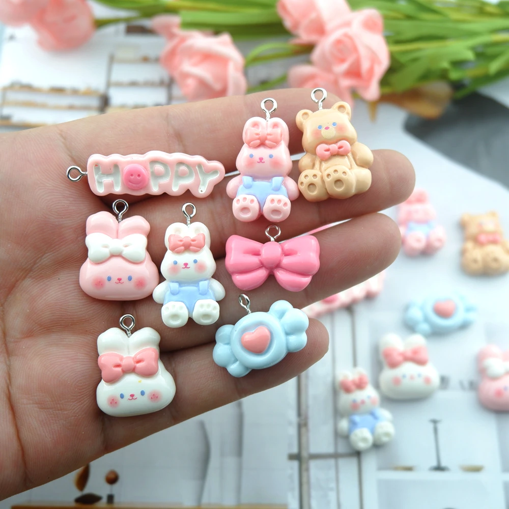 Bear Rabbit Candy Bow Charms for Jewelry Making Diy Earring