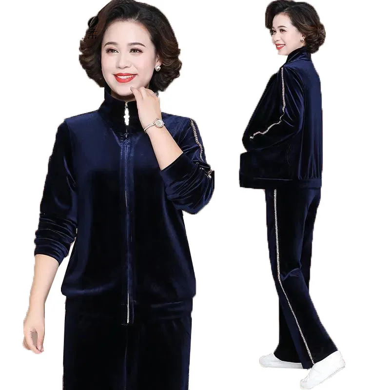 2022 New Elastic Waist Sportswear Suit Female Fashion Middle-Aged And Elderly Mothers Spring Autumn Two Piece Set Women Elegant