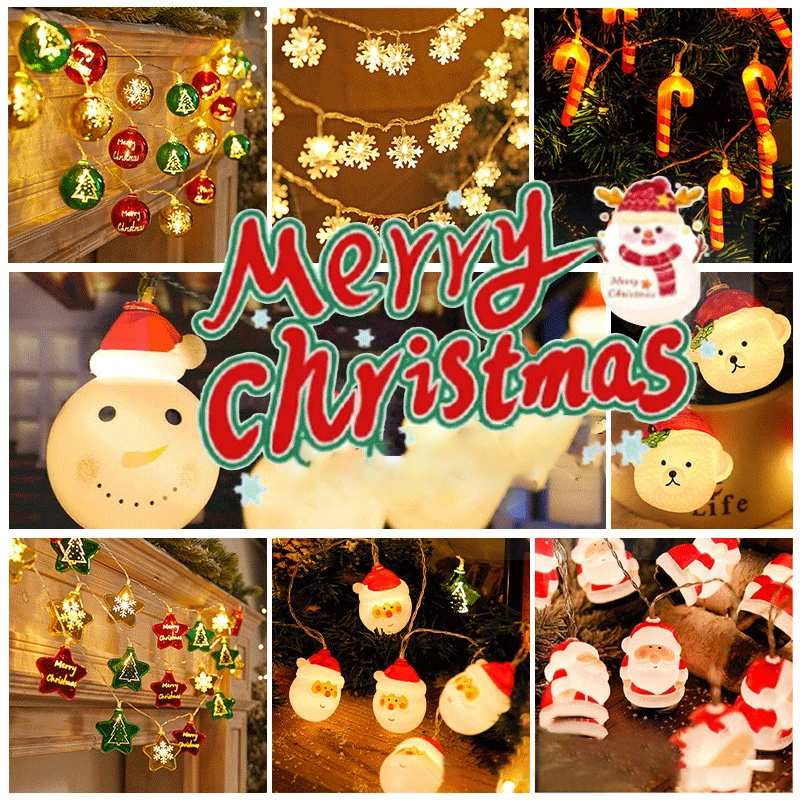 

1,5 м, 10 светодиодов, Рождественская яркая гирлянда, снеговик, Санта-Клаус, лампа для рождественской елки, подвесные украшения, подвески, Рождественский Декор
