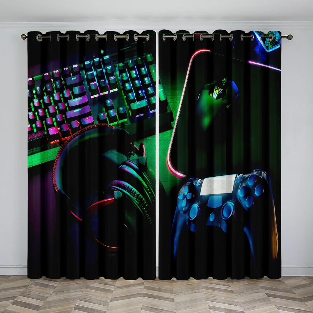 

3D Technology Digital Print Shading Curtains Cool Gamepad Bedroom Living Room Decorative Curtains To Draw Production 2pcs